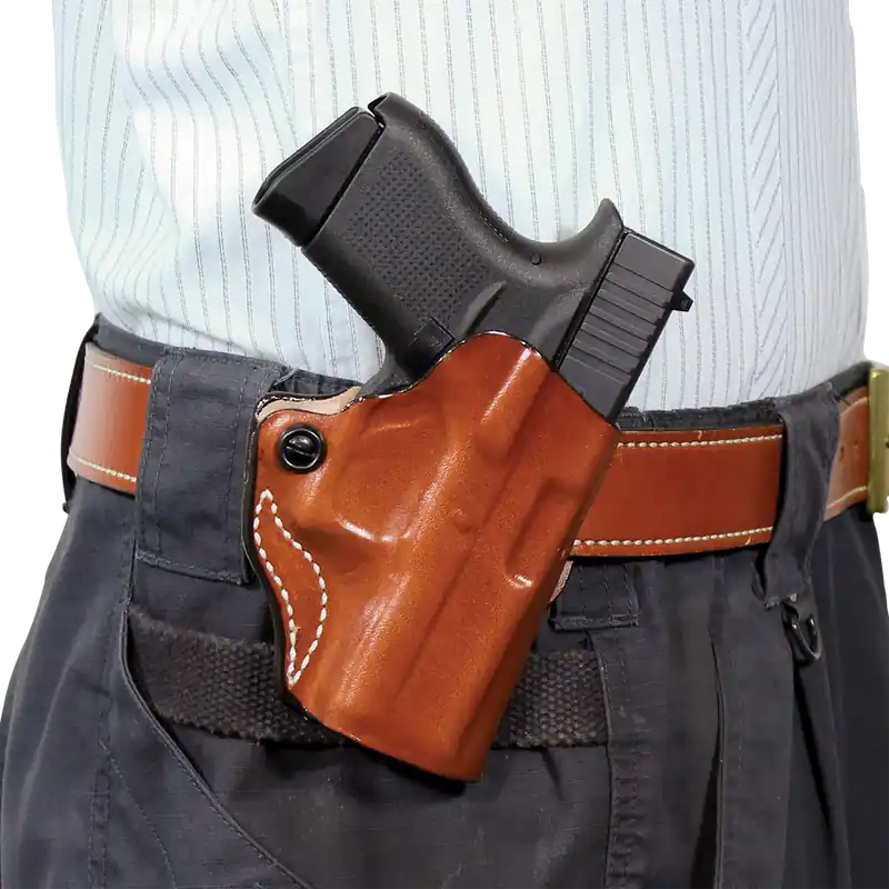 DeSantis Mini Scabbard OWB Tan Leather Holster for Glock 48 - Right Handed