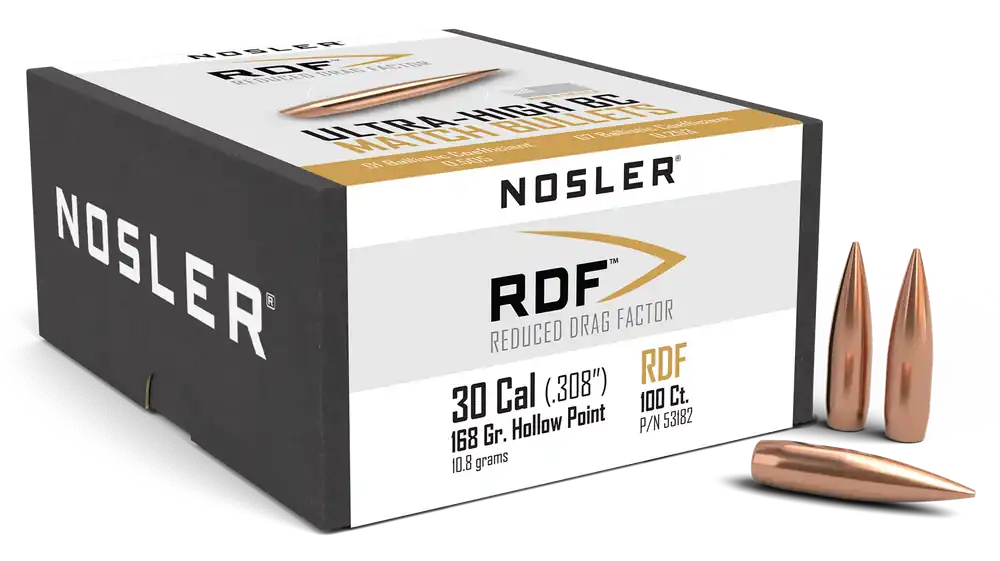 Nosler RDF Match 30Cal 168gr HPBT Bullets - 100 Count