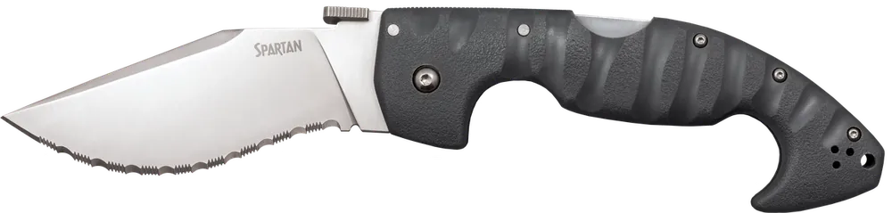 Cold Steel Spartan Folding Knife with Serrated Satin Blade and Black Griv-Ex Handle