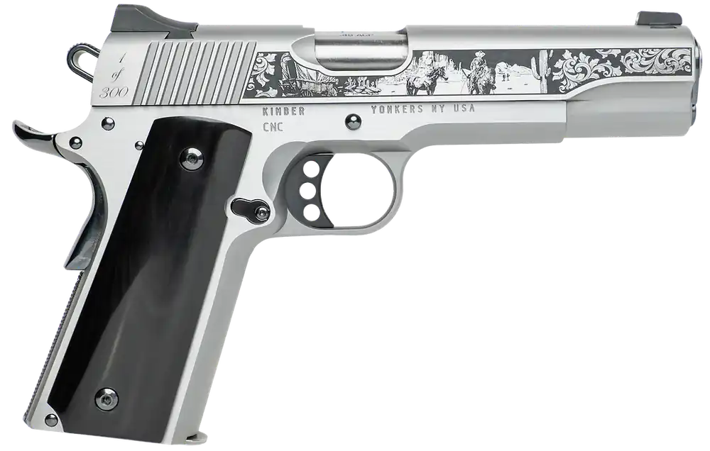 Kimber 1911 Western Spirit .45 ACP Pistol with Engraved Slide and Black Buffalo Horn Grip