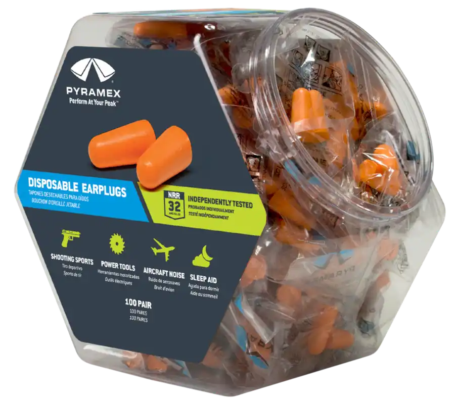 Pyramex PYDP1000BN 100 Pairs Orange Foam Earplugs 32 dB Noise Reduction