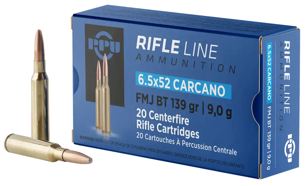 PPU PP6CF 6.5x52mm Carcano 139gr FMJ BT Rifle Ammo - 20/Box