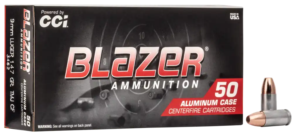 CCI 3462 Blazer Clean-Fire 9mm Luger 147gr TMJ Ammo - 50 Rounds/Box, 20 Boxes/Case