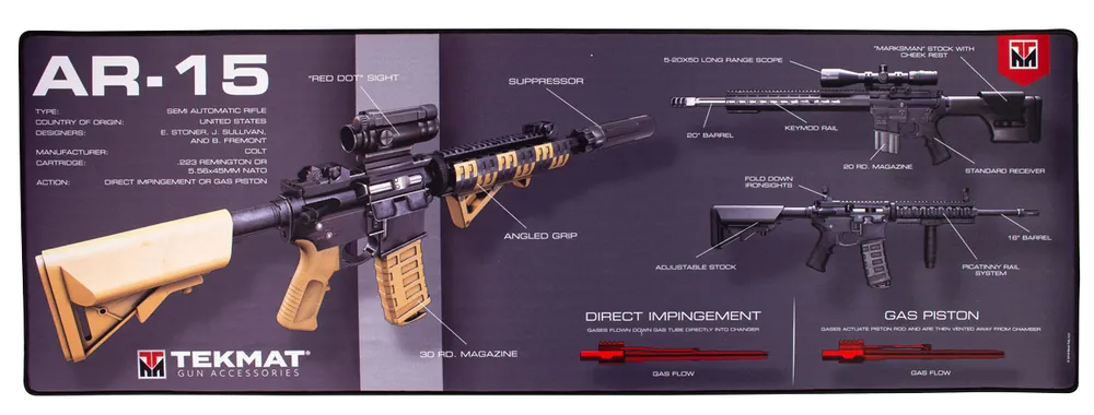 AR-15 Ultra 44 Cleaning Mat by TekMat - Multi-Color Rubber, 15"x44"