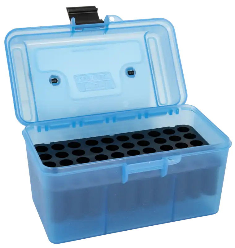 MTM Case-Gard Deluxe 50-Round Rifle Ammo Box - Clear Blue Polypropylene