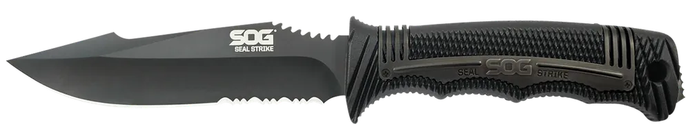 SOG Seal Strike Fixed Blade Knife with Part Serrated AUS-8A Blade and Belt Clip/Sheath