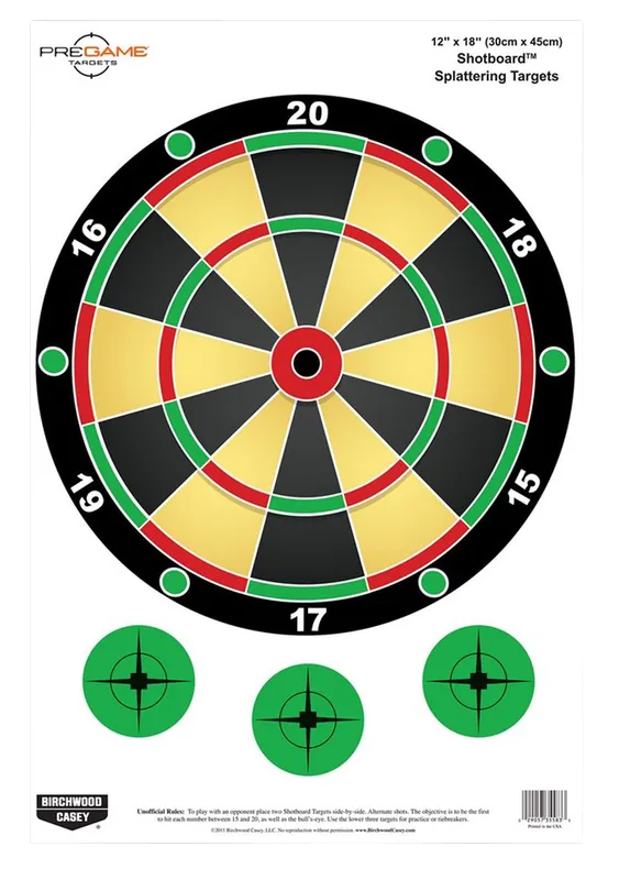 Birchwood Casey Pregame Shotboard Paper Targets, 12" x 18", Multi-Color, 100 Pack