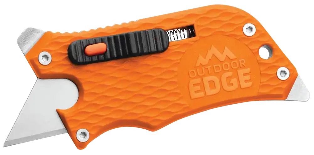 Outdoor Edge SlideWinder Utility Knife with Screwdriver and Bottle Opener, Orange Handle