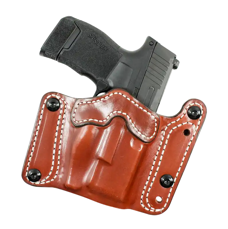 DeSantis Gunhide 194TJ8HZ0 Tan Leather OWB Holster for Sig P320C/P250C with Belt Clip, Ambidextrous