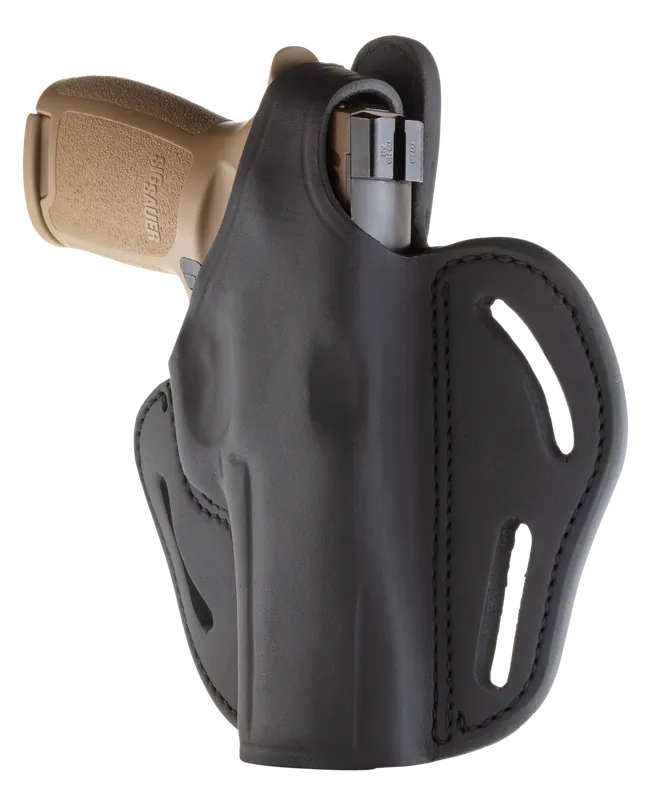 BHX5SBLR Stealth Black Leather Belt Slide Holster for Sig P320/Ruger Security-9