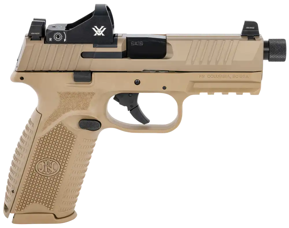 FN 66100847 509 Tactical 9mm Luger with Viper Red Dot, FDE Finish, Threaded Barrel, Optic Cut Slide, No Manual Safety