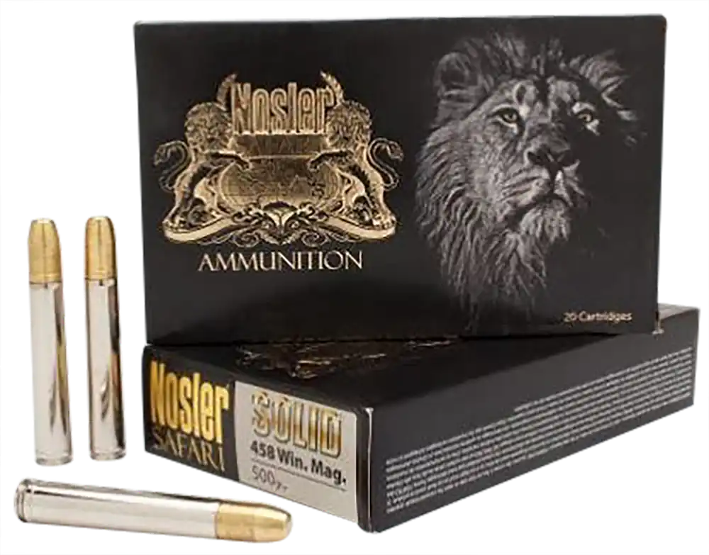 Nosler 40630 Trophy Grade Safari .458 Lott 500gr Solid Flat Nose Ammo - 20/Box