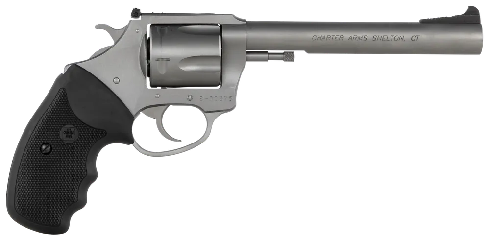 Charter Arms Bulldog Target .44 Special 6" Stainless Revolver with Rubber Grip