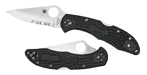 Spyderco Delica 4 Folding Knife with Serrated VG-10 Blade and Black FRN Handle