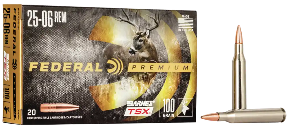 Federal Premium 25-06 Remington 100gr Barnes TSX Ammunition - 20 Rounds Per Box, 10 Boxes Per Case