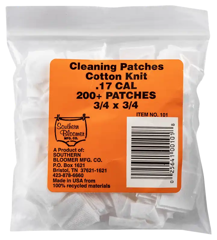 Southern Bloomer 101 Cotton Cleaning Patches for 17 Caliber - Pack of 200
