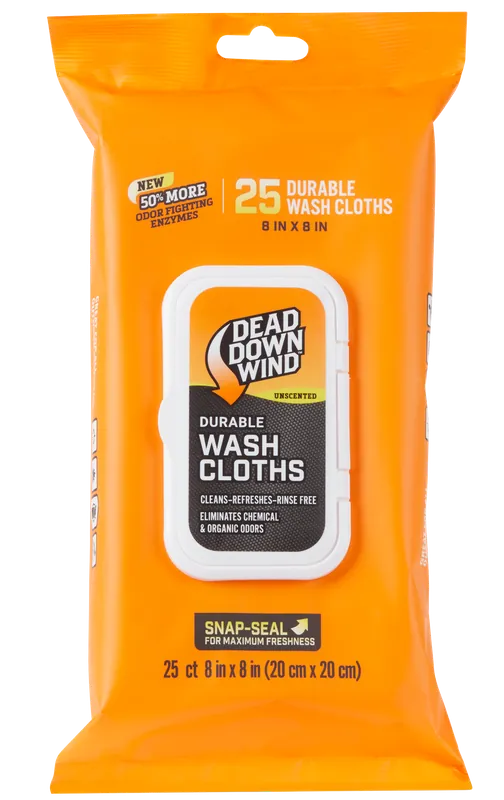 Dead Down Wind Unscented Wash Cloths Value Pack, 25 Count, 8" x 8"