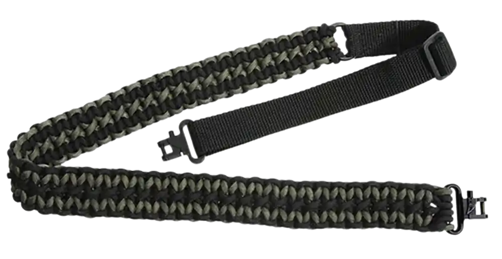 Adjustable Black and Green Paracord Rifle/Shotgun Sling, 1" x 43"