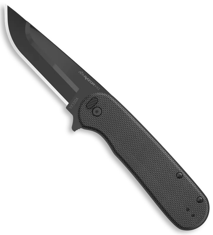 Outdoor Edge Razor VX3 EDC Folding Knife with 3" Black Blade and Green G10 Handle
