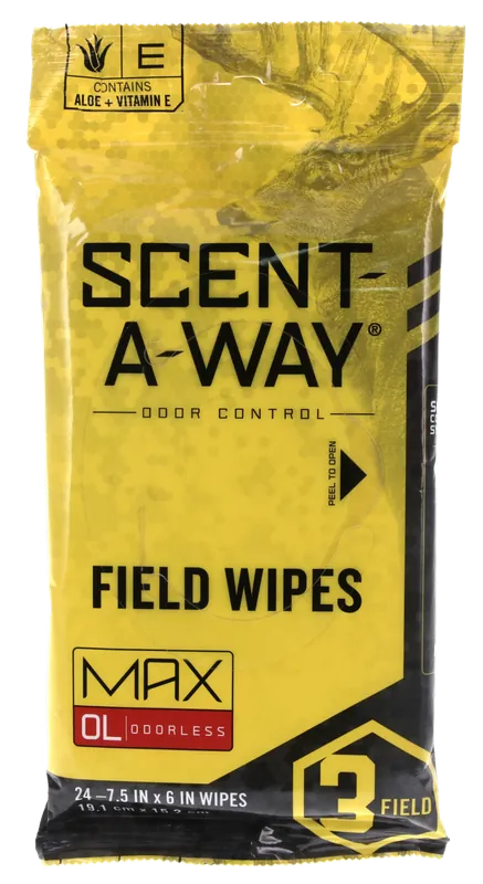 Scent-A-Way Max Field Wipes - Odor Eliminator, Odorless, Pack of 24