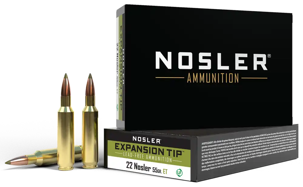 Nosler 40140 E-Tip 22Nosler 55gr Lead-Free Ammo - 20/Box
