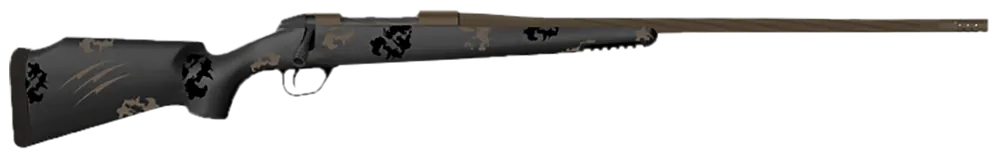 Twisted TI Rogue 300 PRC Rifle with Black Cerakote Finish and Trophy Camo Stock