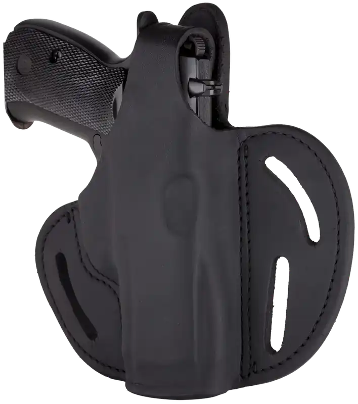 BHX Stealth Black Leather Belt Slide Holster for Sig P320 Carry/Springfield XD-M Compact