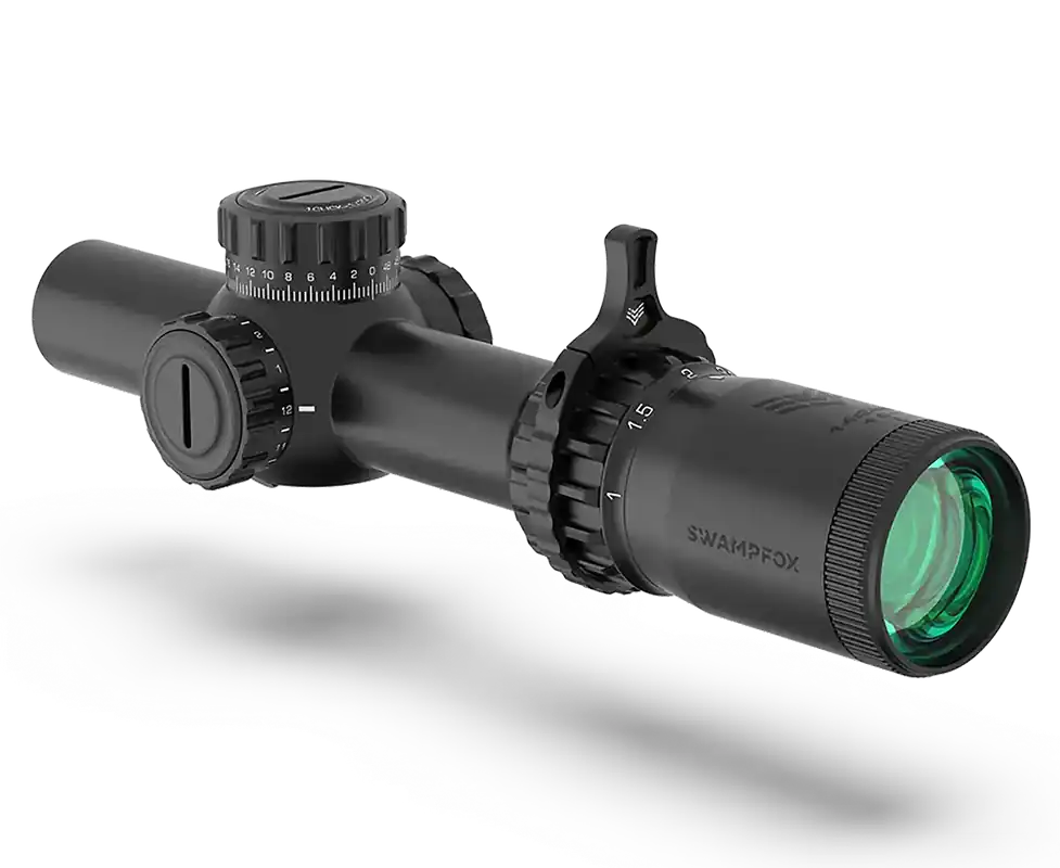 Swampfox Optics Tomahawk II 1-4x24mm Scope with Green Fiber Optic Reticle