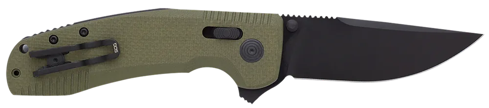 SOG-TAC XR Folding Knife with 3.39" Black TiNi D2 Steel Blade and OD Green G10 Handle