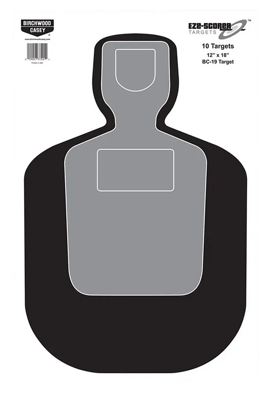 Birchwood Casey EZE-Scorer BC-19 Silhouette Paper Targets, 12" x 18", 10 Pack