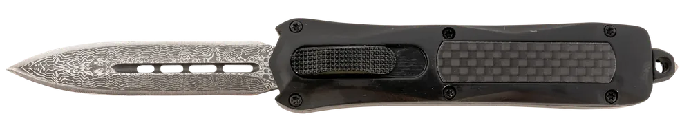 Steel River Knives Spartan Mini OTF Dagger with Damascus Blade and Carbon Fiber Handle
