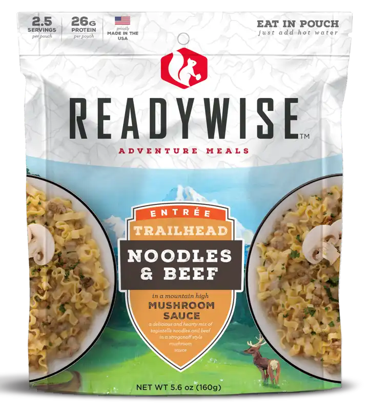 ReadyWise Trailhead Noodles & Beef, 2.5 Servings, 6-Pack Resealable Pouches