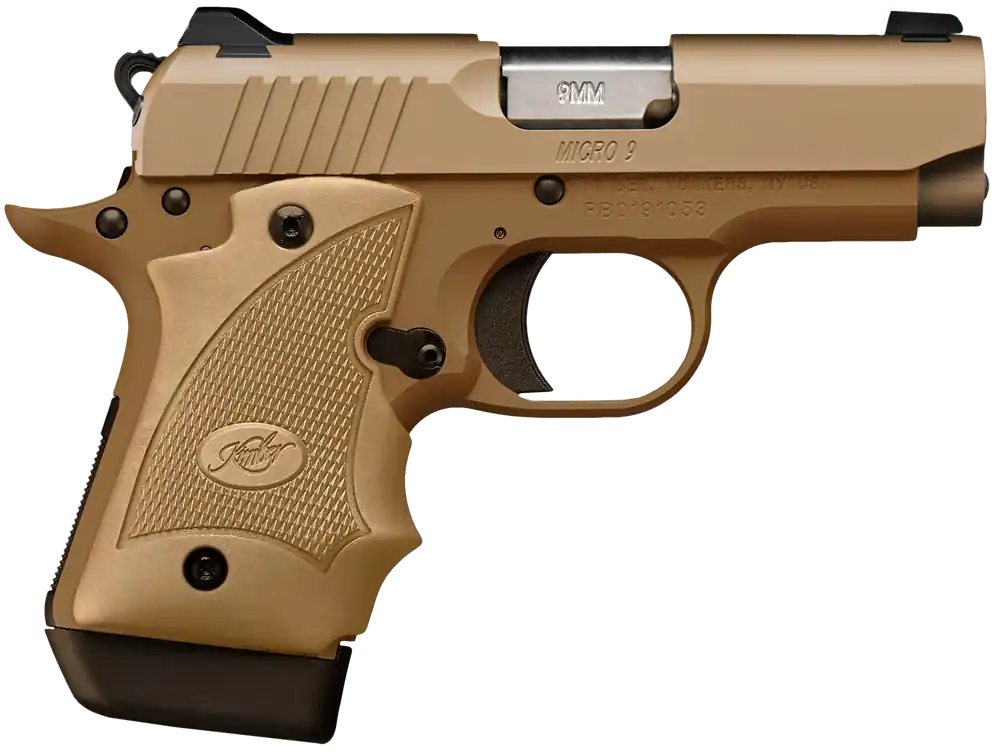 Kimber Micro 9 MC TP 9mm Pistol with KimPro Black Slide and Desert Tan Grip