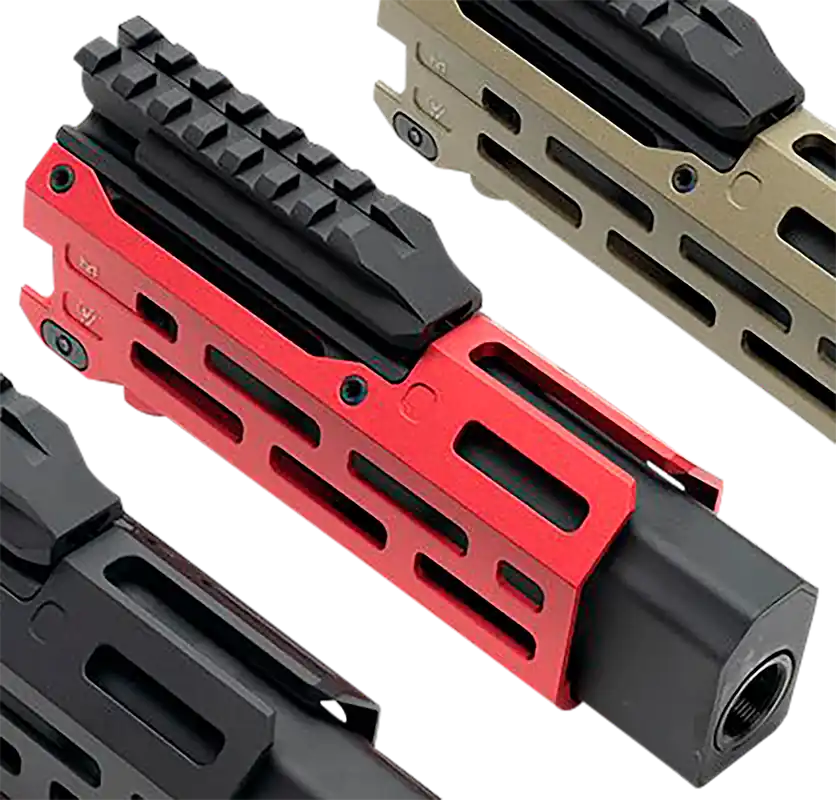 Strike Industries 6" M-Lok Red Aluminum Handguard with Faux Suppressor for CZ Scorpion EVO
