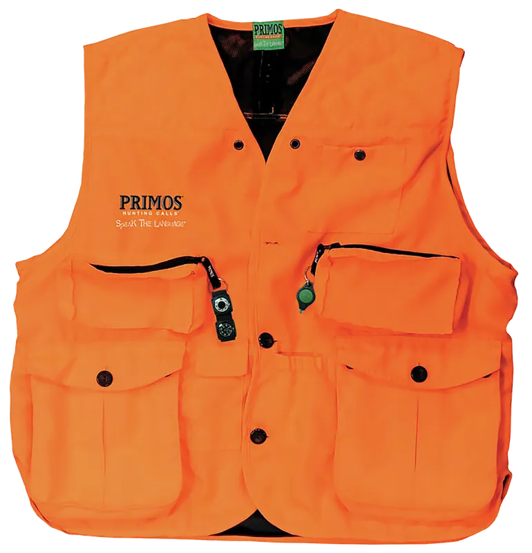 Primos 65701 Gunhunter's Vest Medium Blaze Orange with Compass & LED Light