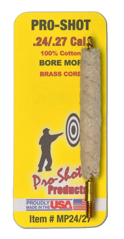 Pro-Shot Bore Mop for .24 - .27 Caliber Rifles, #8-32 Thread, Brass Core