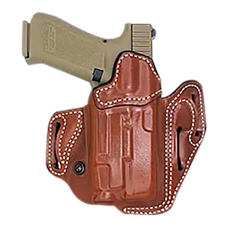 DeSantis Vengeance Scabbard OWB Tan Leather Holster for Sig P320C/P250C with Red Dot, Right Hand Belt Slide