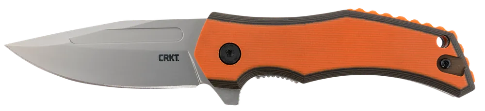 CRKT Fawkes 2372 Folding Knife with 2.74" Bead Blasted 4116 Stainless Steel Blade and Black/Orange G10 Handle