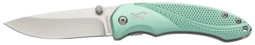 Browning Allure EDC Folding Knife with Mint Green Handle and Pocket Clip