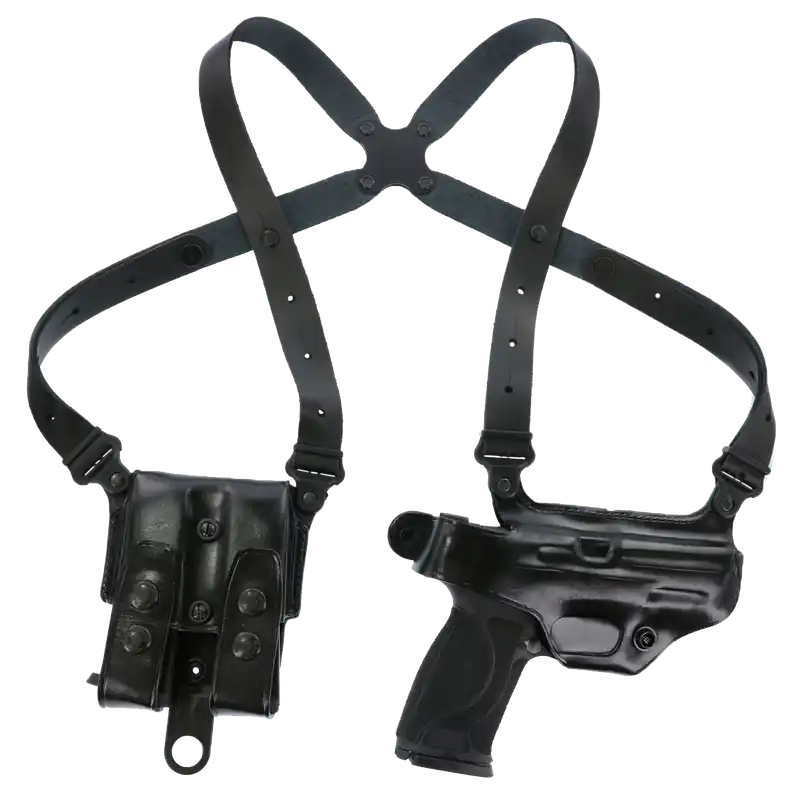 Galco MC212B Miami Classic Shoulder Holster for 1911, Black Leather, Right Hand, Fits Up to 56" Chest, 3.5" Barrel