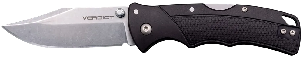 Cold Steel Verdict 3" Folding Knife with Stonewashed Blade and Black Handle