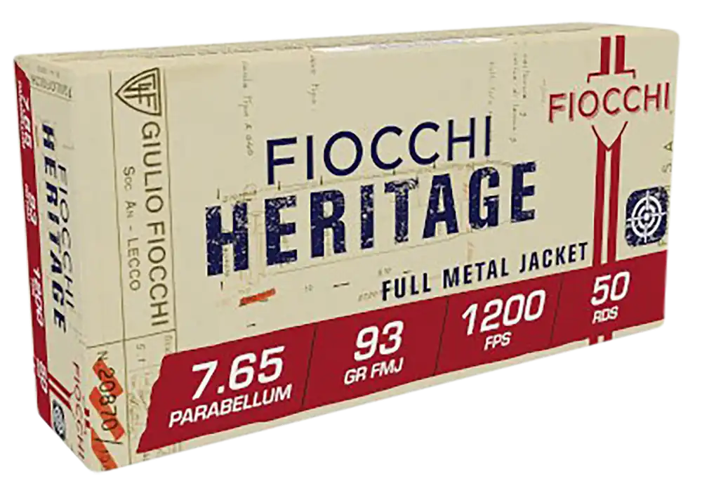 Fiocchi 765A Heritage 7.65x21mm Parabellum 93gr SJSP Ammo - 50 Rounds/Box, 20 Boxes/Case