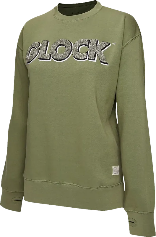 Olive Raglan Fleece Crewneck - Small