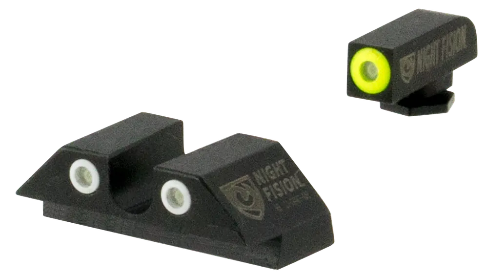Tritium Night Sights for Glock: Green/Yellow Front, Green/White Rear