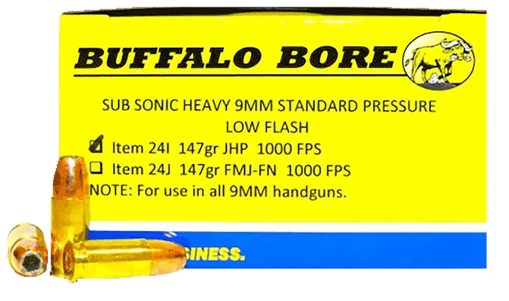 Buffalo Bore 9mm Luger 147gr JHP Subsonic Ammo - 20 Rounds