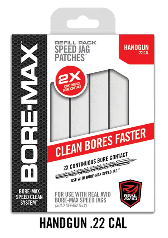 Real Avid Bore-Max Speed Jag Patches Refill for .22 Cal Handguns, 4" Synthetic, 250 Count