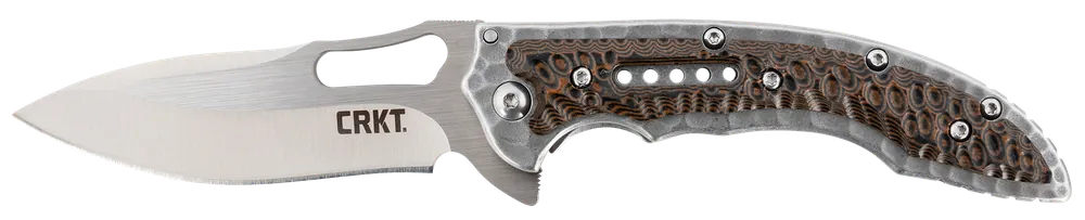 CRKT 5460 Fossil Compact Folding Knife with Satin Blade and Brown G10/SS Handle