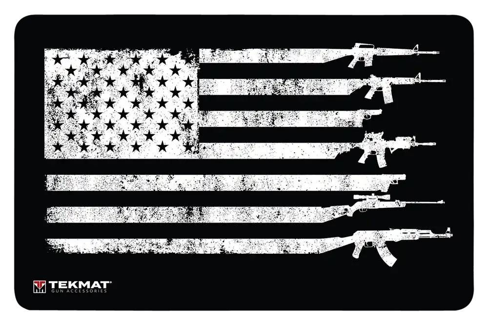 USA Gun Flag Door Mat - Black/White Rubber 25"x42"