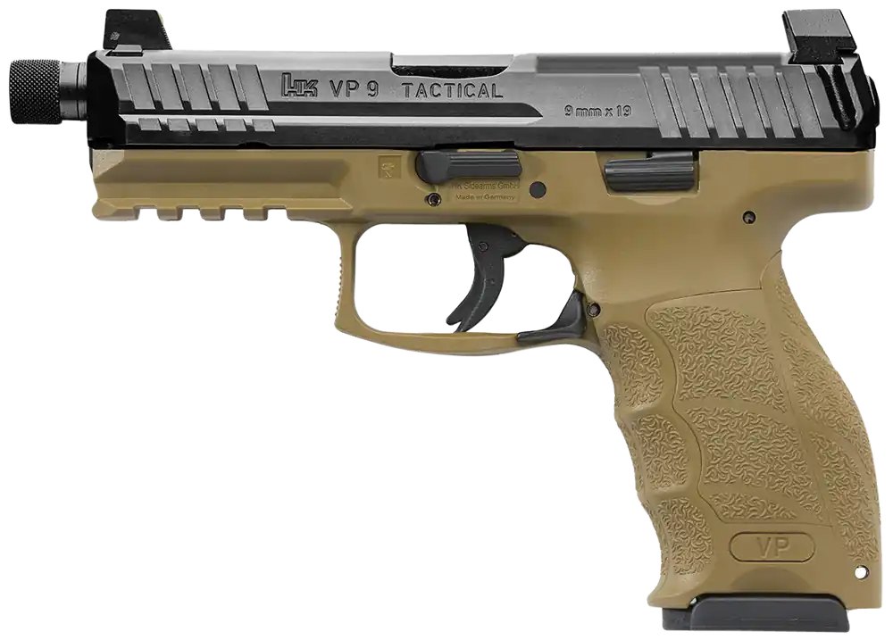 HK VP9 Tactical 9mm FDE with 3x10-Round Magazines, No Sights