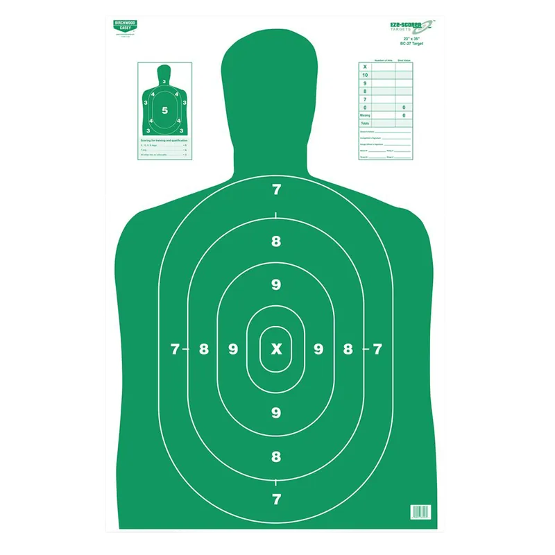 Birchwood Casey EZE-Scorer Silhouette Paper Targets, 23" x 35", Green, 5-Pack
